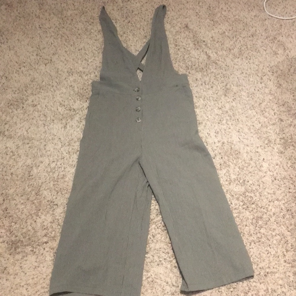 NWOT Forest Green Stripped Jumpsuit